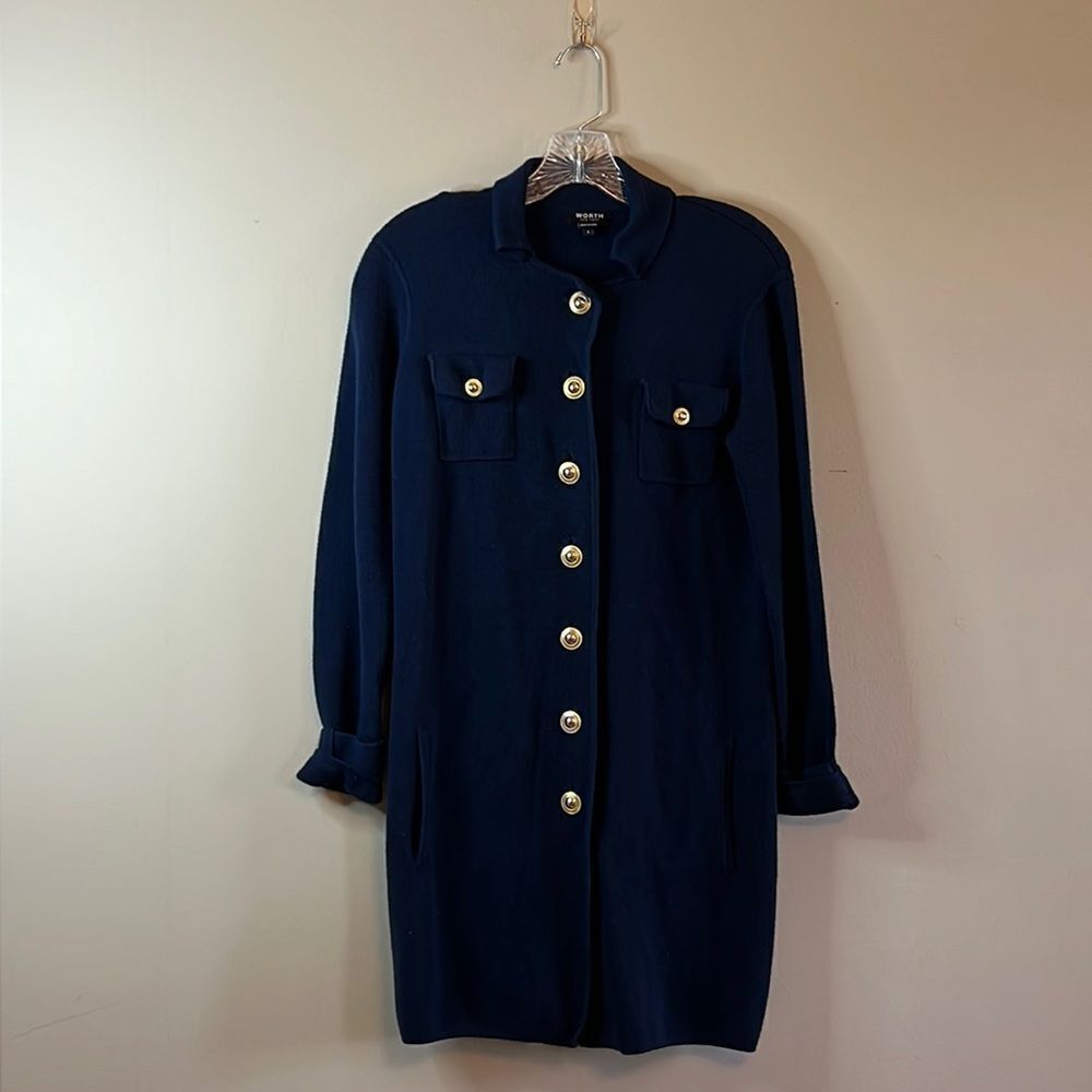 Worth Navy Wool Sweater Dress